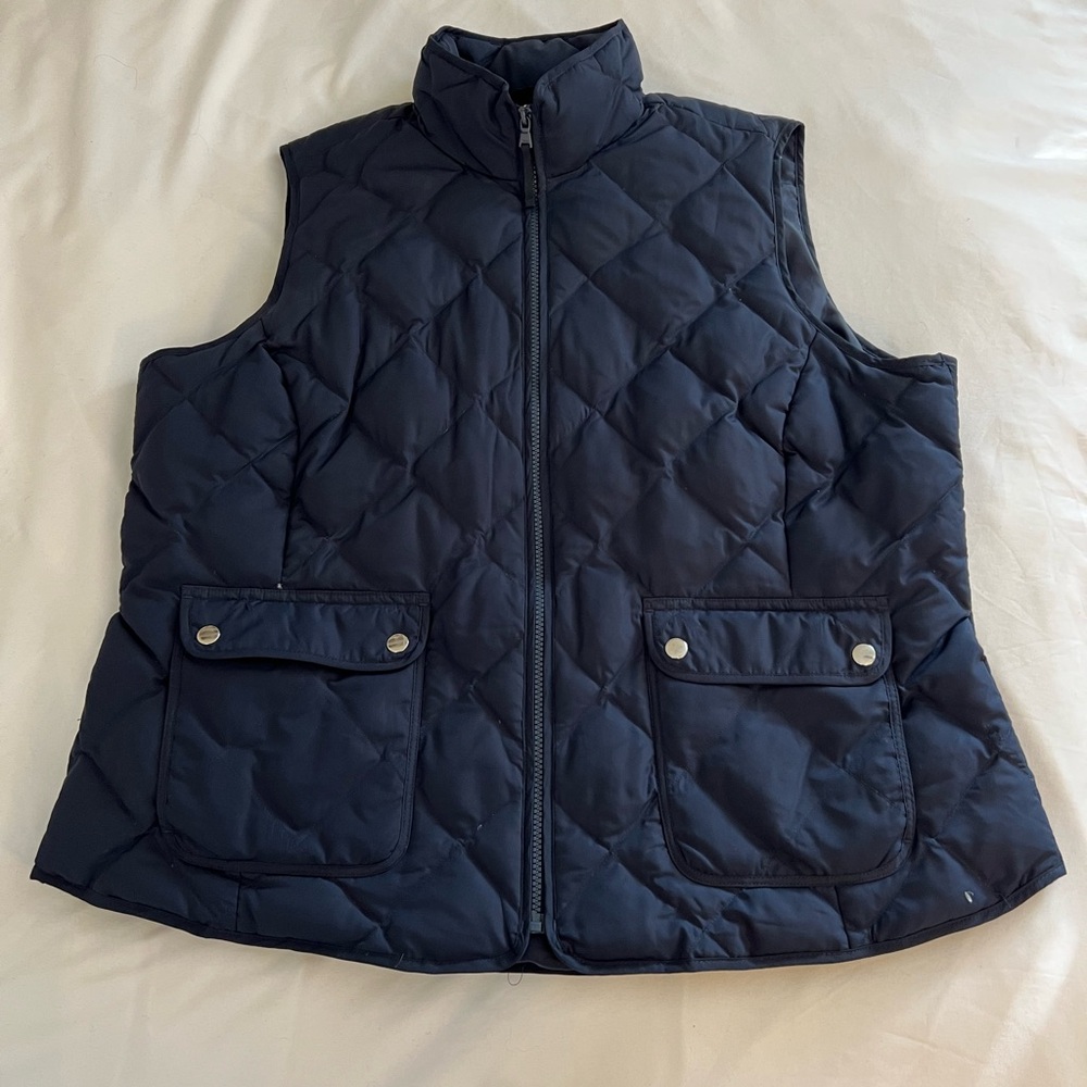 Talbots Navy Quilted Puffer Vest